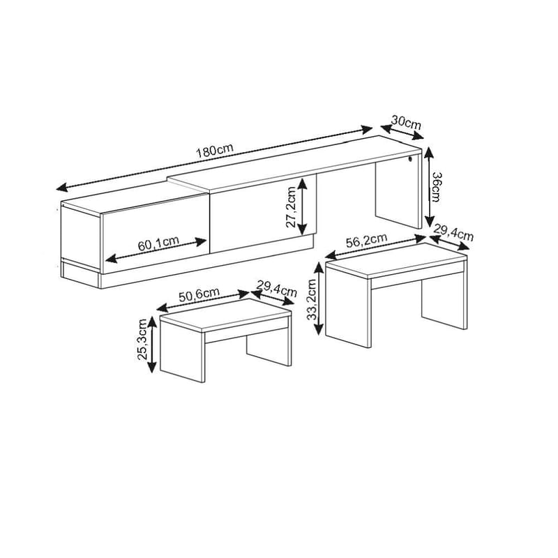 Zalven TV-bänk 180x36x30 cm - travertin och varm ek - Products - Möbler - TV- & Mediamöbler - TV bänk & mediabänk