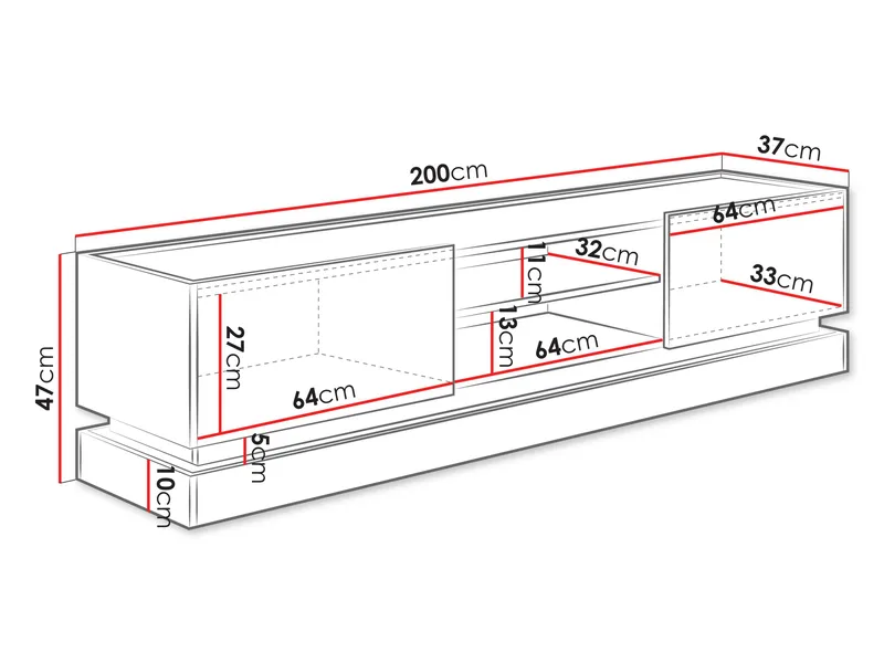Zelric Tv-bänk 200 cm - Svart - Products - Möbler - TV- & Mediamöbler - TV bänk & mediabänk