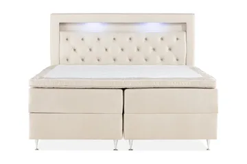 Alessia Komplett Sängpaket med Förvaring LED-belysning 180x200 cm, Beige