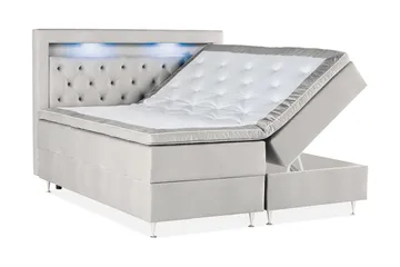 Alessia Komplett Sängpaket med Förvaring LED-belysning 180x200 cm - Grå / Ljusgrå - Products - Möbler - Säng - Säng med förvaring