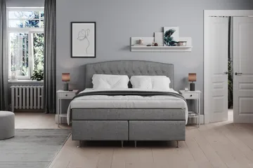 Belda Sängpaket 180x200 Fast - Grå - Products - Möbler - Säng - Kontinentalsäng