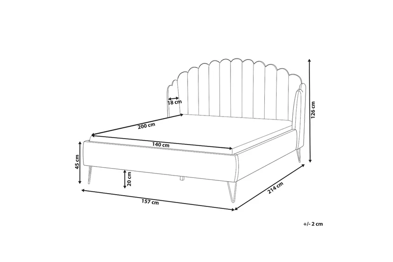 Benicio Sängram 140x200 cm - Grå/Guld - Products - Möbler - Säng - Sängram & sängstomme
