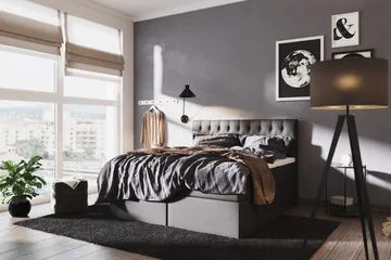 Boxy Komplett Sängpaket Box Bed 180x200 cm - Svart/Grå - Products - Möbler - Säng - Säng med förvaring
