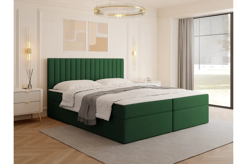 Calrosor Sängpaket Kontinentalsäng med Förvaring 140x200 cm - Grön - Products - Möbler - Säng - Komplett sängpaket
