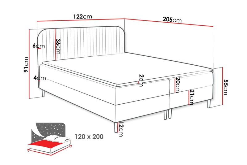 Celestine Förvaringssäng 120x200 cm - Grå - Products - Möbler - Säng - Komplett sängpaket