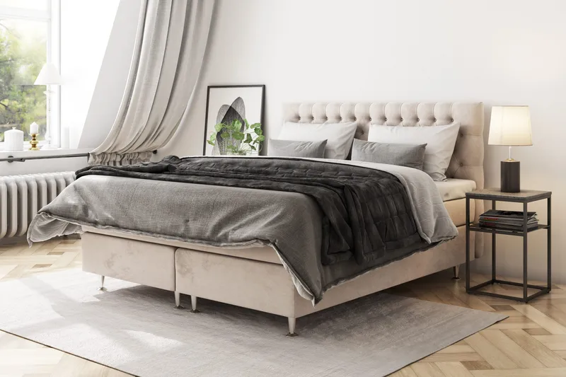 Celine Sängpaket 160x200cm - Beige/Sammet - Products - Möbler - Säng - Kontinentalsäng