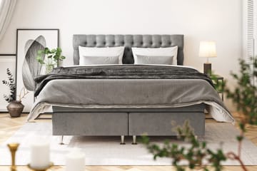 Celine Sängpaket 160x200cm - Grå/Sammet - Products - Möbler - Säng - Kontinentalsäng