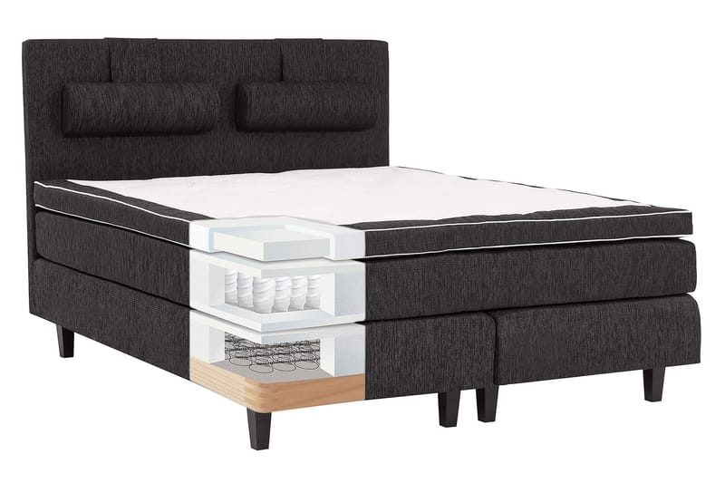Charleston Kontinentalsäng 140x200 Fast Polyeterskum - Svart - Products - Möbler - Säng - Kontinentalsäng