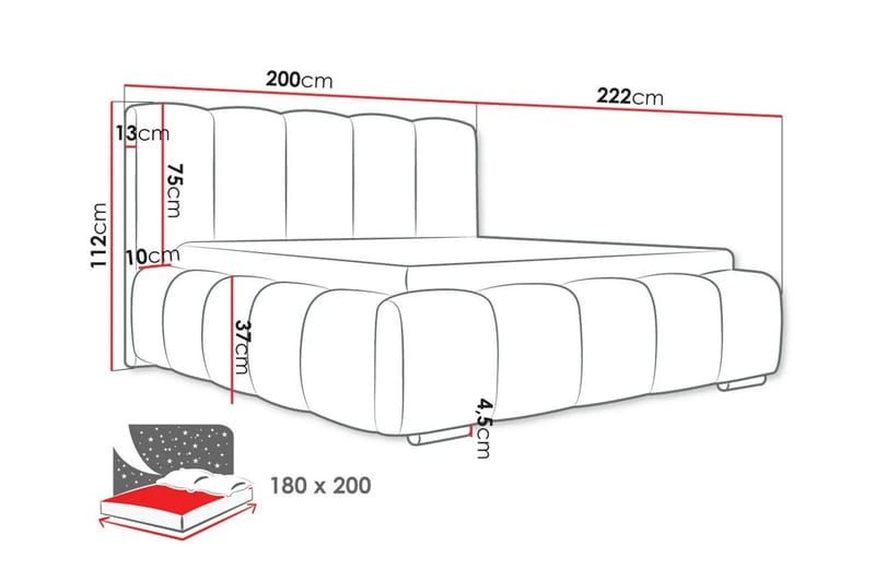 Cleaton Bubblig Sängram 180x200 cm med Förvaring HVILA Pocketresårmadrass och Bäddmadrass i Polysterskum med Tvättbar klädsel - Beige/Vit - Products - Möbler - Säng - Komplett sängpaket
