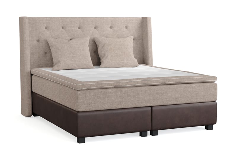 Cuba Sängpaket 160x200 med Två Beiga Kuddar - (+Fler val) Beige/Brun - Products - Möbler - Säng - Kontinentalsäng