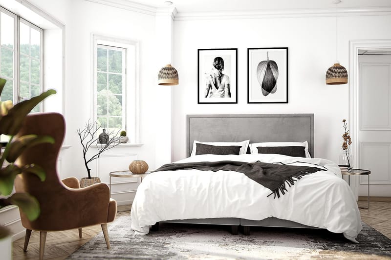 Faylor Lyx Velvet 180x200 cm - Ljusgrå - Products - Möbler - Säng - Kontinentalsäng