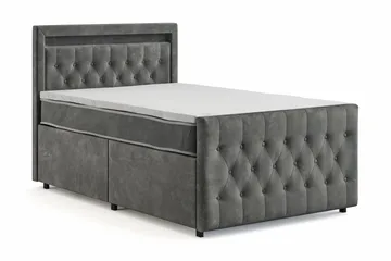 Franco Light Komplett Sängpaket med förvaring LED-belysning 120x200 cm - Grå - Products - Möbler - Säng - Säng med förvaring