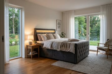 Franco Light Komplett Sängpaket med förvaring LED-belysning 120x200 cm - Grå - Products - Möbler - Säng - Säng med förvaring