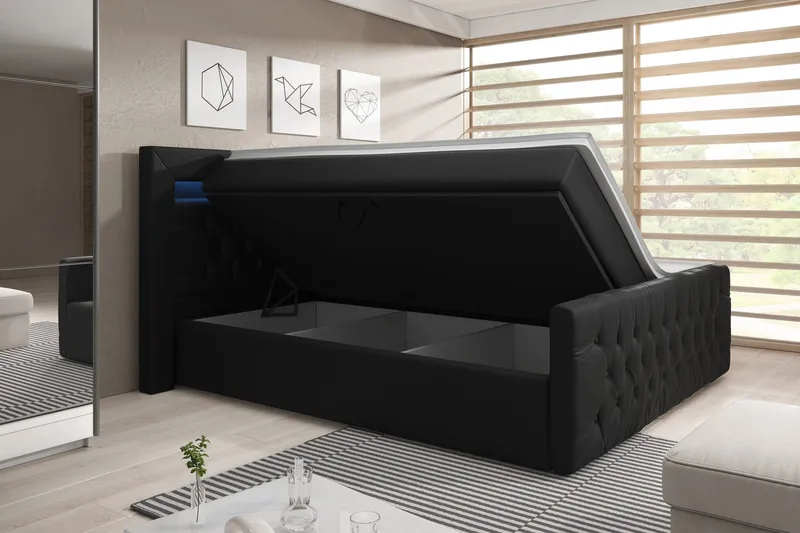 Franco Sängpaket med förvaring LED-belysning 160x200 cm - 160x200 Svart (+Fler val) - Products - Möbler - Säng - Säng med förvaring