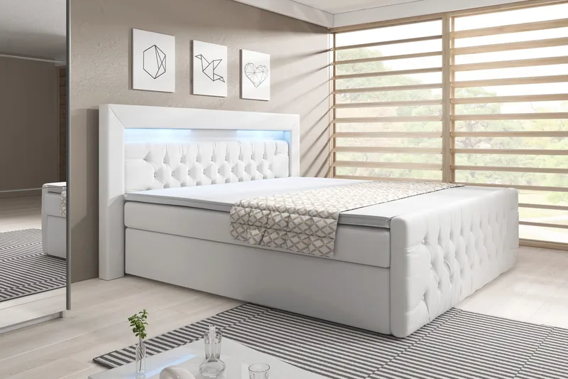 Franco Sängpaket med förvaring LED-belysning 160x200 cm - 160x200 Vit (+Fler val) - Products - Möbler - Säng - Säng med förvaring