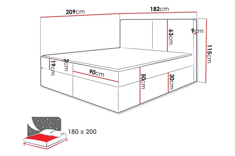 Garris Sängpaket Kontinentalsäng 180x200 cm - Grå - Products - Möbler - Säng - Komplett sängpaket