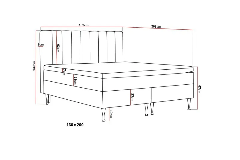 Hilton High Komplett Sängpaket 160x200 cm - Mörkgrå - Products - Möbler - Säng - Kontinentalsäng