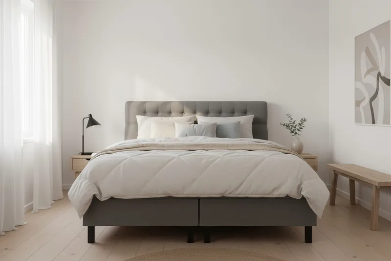 Hilton Komplett Sängpaket 160x200 cm Kontinentalsäng med diamant sänggavel - Grå - Products - Möbler - Säng - Kontinentalsäng