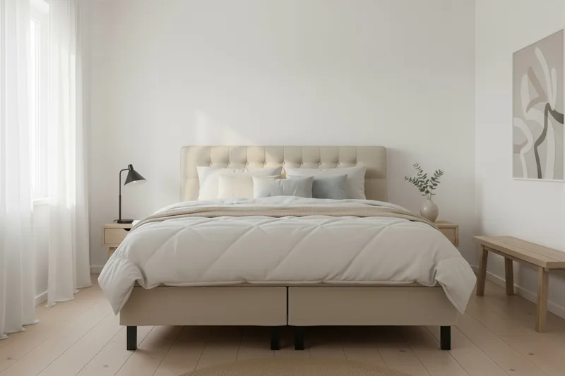 Hilton Komplett Sängpaket 180x200 cm Kontinentalsäng med diamant sänggavel - Beige - Products - Möbler - Säng - Kontinentalsäng