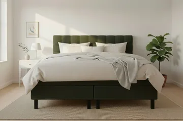 Hilton Komplett Sängpaket 180x200 cm Kontinentalsäng med rutad sänggavel - Grön - Products - Möbler - Säng - Kontinentalsäng