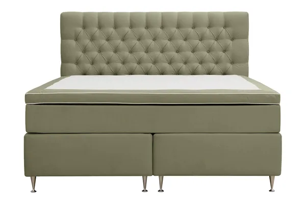 Hilton Lyx Komplett Sängpaket 180x200 cm Kontinentalsäng med knappad sänggavel i sammet - Olivgrön - Products - Möbler - Säng - Kontinentalsäng