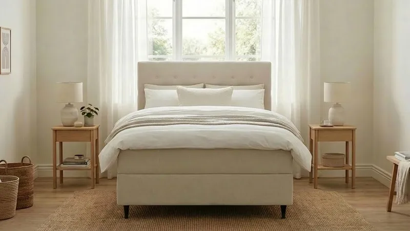 Hilton Plus Komplett Sängpaket med Förvaring 140x200 cm - Ljusbeige - Products - Möbler - Säng - Säng med förvaring