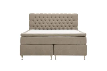 HVILA Lyx Komplett Sängpaket 160x200 cm Kontinentalsäng med knappad sänggavel i chenille, Brun