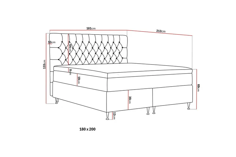 HVILA Lyx Komplett Sängpaket 180x200 cm Kontinentalsäng med knappad sänggavel i sammet - Grå - Products - Möbler - Säng - Komplett sängpaket