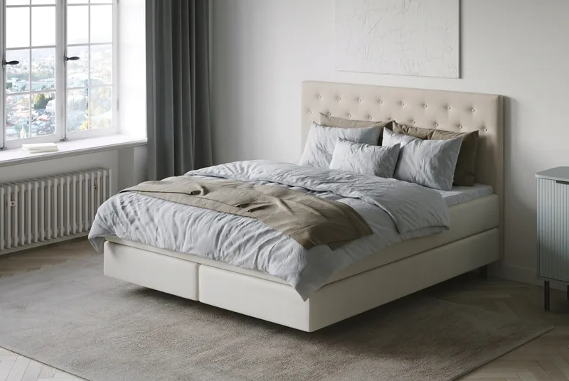 HVILA Premium Sängpaket Kontinentalsäng 180x200 cm med svävande effekt inkl. Bäddmadrass i Polyesterskum Vändbar Sommar & Vintersida och Tvättbar klädsel - Sommar & Vintersida - Products - Möbler - Säng - Komplett sängpaket