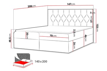 Jitendera Sängpaket Kontinentalsäng 140x200 cm med Förvaring - Gul - Products - Möbler - Säng - Komplett sängpaket