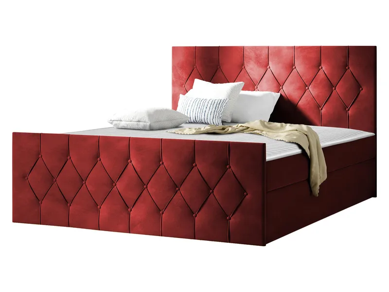 Jitendra Sängpaket Kontinentalsäng 140x200 cm med Förvaring, Röd