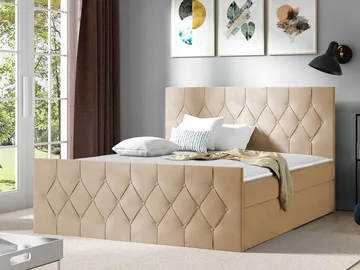 Jitendra Sängpaket Kontinentalsäng 200x200 cm med Förvaring - Beige - Products - Möbler - Säng - Komplett sängpaket