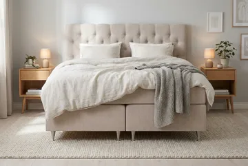 Joluma Kontinentalsäng Fast 180x200 cm - (+Fler val) 180x200 cm Ljusbeige - Products - Möbler - Säng - Kontinentalsäng