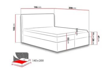 Laargard Kontinentalsäng medFörvaring 140x200 - Grå - Products - Möbler - Säng - Säng med förvaring