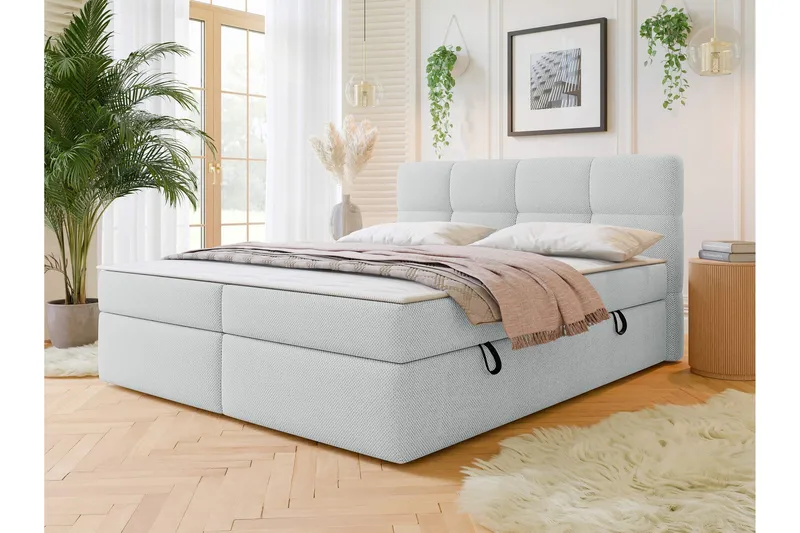 Leckersbo Komplett Sängpaket Kontinentalsäng med förvaring 160x200 cm - Ljusgrå - Products - Möbler - Säng - Komplett sängpaket