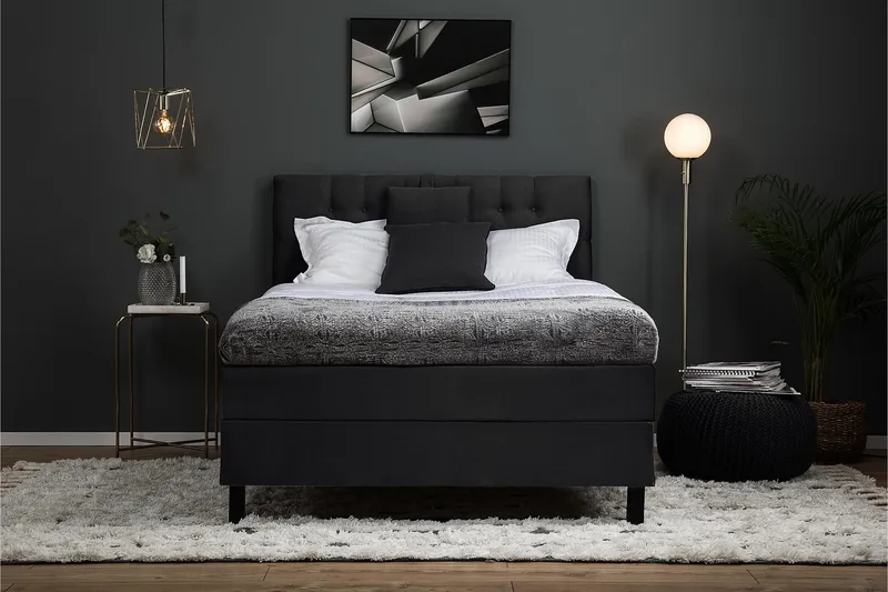 Lucky Komplett Sängpaket 120x200 Memory Diamant Sänggavel - Nackkudde Liten Svart/Grå - Products - Möbler - Säng - Enkelsäng