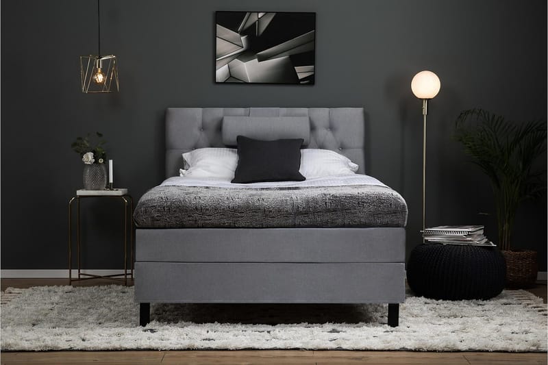Lucky Komplett Sängpaket 120x200 Skum Diamant - Nackkudde Liten Mellangrå - Products - Möbler - Säng - Enkelsäng