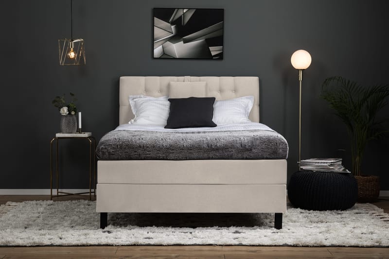 Lucky Komplett Sängpaket 120x200 Polyeter Diamant Sänggavel - Nackkudde Liten Beige - Products - Möbler - Säng - Enkelsäng