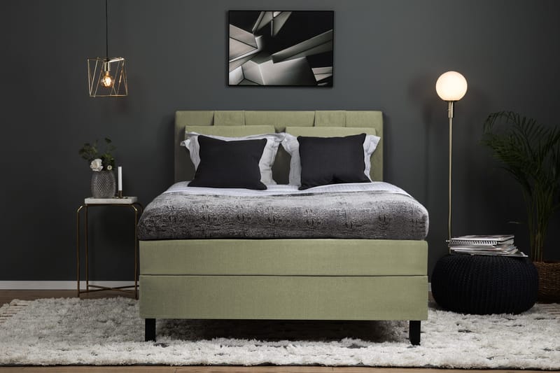 Lucky Komplett Sängpaket 120x200 Polyeter Slät Sänggavel - Grön - Products - Möbler - Säng - Enkelsäng