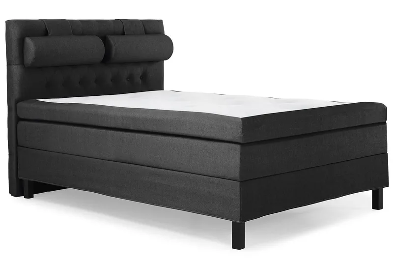 Lucky Komplett Sängpaket 140x200 Latex Diamant Sänggavel - Nackkudde Stor Svart/Grå - Products - Möbler - Säng - Kontinentalsäng
