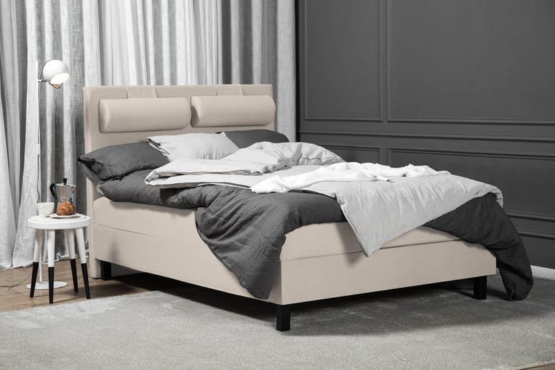 Lucky Komplett Sängpaket 140x200 Skum Slät Sänggavel - Nackkudde Stor Beige - Products - Möbler - Säng - Kontinentalsäng