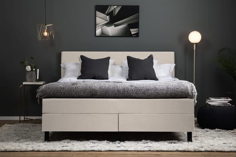 Lucky Komplett Sängpaket 160x200 Latex Slät Sänggavel - Beige - Products - Möbler - Säng - Kontinentalsäng