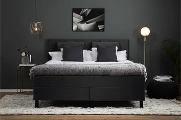 Lucky Komplett Sängpaket 160x200 Memory Slät - Nackkudde Stor Svart/Grå - Products - Möbler - Säng - Kontinentalsäng