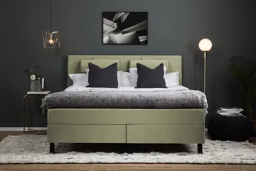 Lucky Komplett Sängpaket 160x200 Memory Slät Sänggavel - Nackkudde Stor Grön - Products - Möbler - Säng - Kontinentalsäng