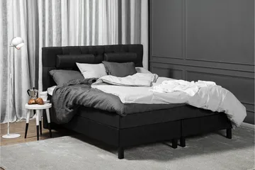 Lucky Komplett Sängpaket 180x200 Latex Diamant - Nackkudde Stor Svart/Grå/PU - Products - Möbler - Säng - Kontinentalsäng