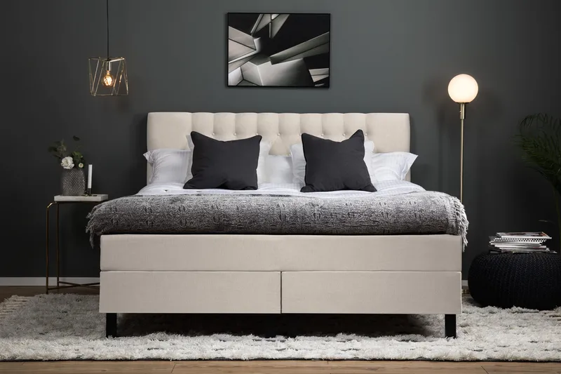 Lucky Komplett Sängpaket 180x200 Memory Diamant Sänggavel - Beige - Products - Möbler - Säng - Kontinentalsäng