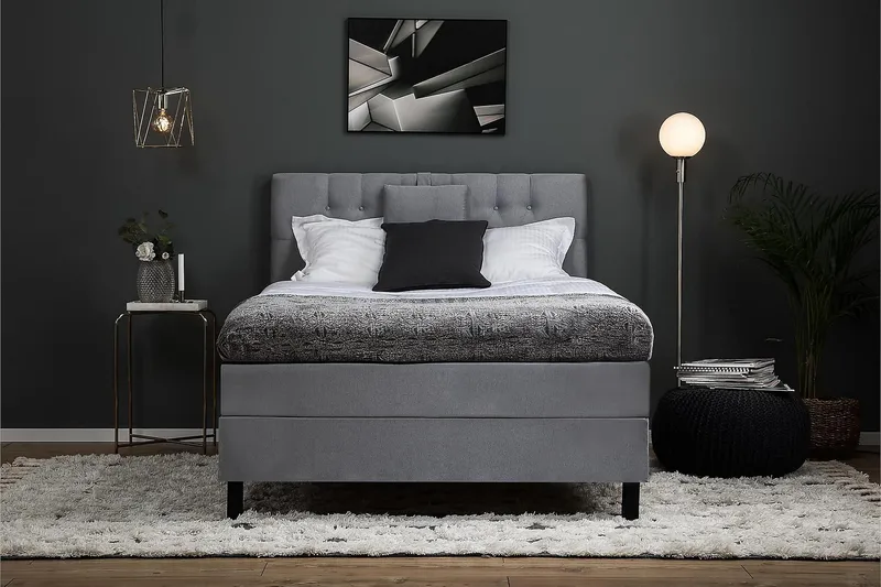 Lucky Kontinentalsäng 140x200 cm - Mellangrå - Products - Möbler - Säng - Kontinentalsäng