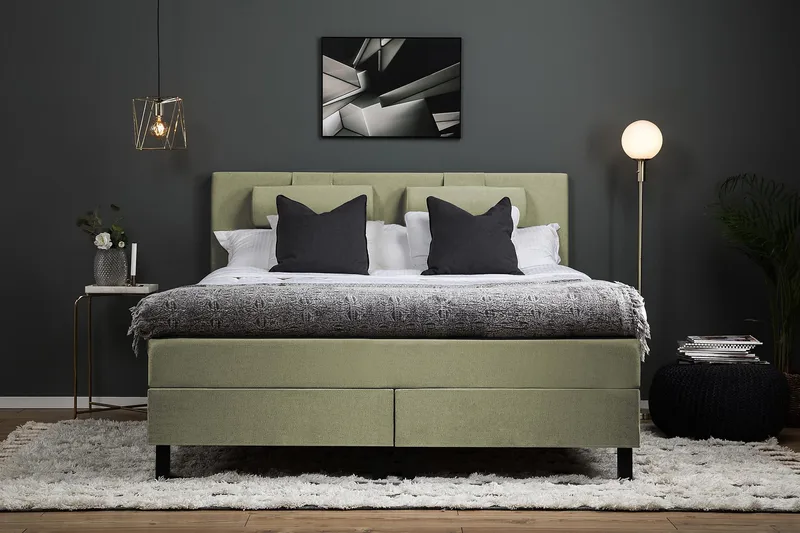 Lucky Kontinentalsäng 150x200Polyeter - Grön - Products - Möbler - Säng - Kontinentalsäng