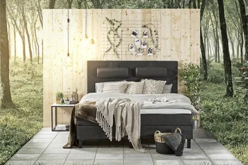 Lucky Sängpaket 150x200 SkumSlät Sänggavel Nackkudde - Nackkudde Stor Svart/Grå - Products - Möbler - Säng - Kontinentalsäng