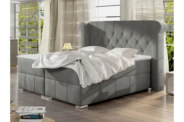 Lyckorna Kontinentalsäng 180x200 cm LED-belysning - Grå - Products - Möbler - Säng - Säng med förvaring